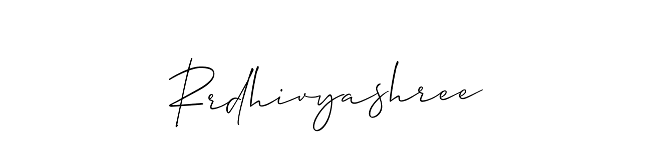 Use a signature maker to create a handwritten signature online. With this signature software, you can design (Allison_Script) your own signature for name Rrdhivyashree. Rrdhivyashree signature style 2 images and pictures png
