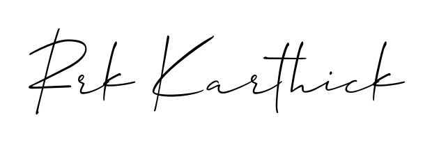 Stand out with a creative autograph for Rrk Karthick. The Allison_Script styling blends modern aesthetics with classic signature flourishes. Rrk Karthick signature style 2 images and pictures png