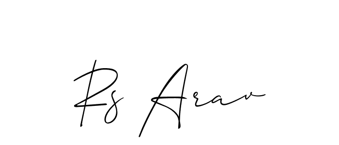 How to make Rs Arav signature? Allison_Script is a professional autograph style. Create handwritten signature for Rs Arav name. Rs Arav signature style 2 images and pictures png