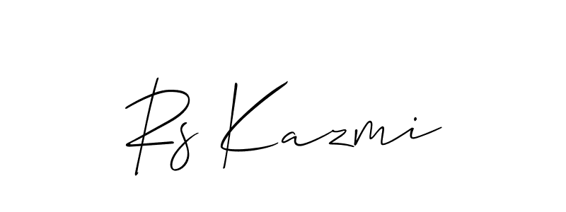 Use a signature maker to create a handwritten signature online. With this signature software, you can design (Allison_Script) your own signature for name Rs Kazmi. Rs Kazmi signature style 2 images and pictures png