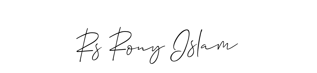 You should practise on your own different ways (Allison_Script) to write your name (Rs Rony Islam) in signature. don't let someone else do it for you. Rs Rony Islam signature style 2 images and pictures png