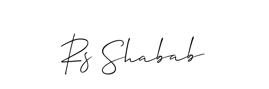 Also You can easily find your signature by using the search form. We will create Rs Shabab name handwritten signature images for you free of cost using Allison_Script sign style. Rs Shabab signature style 2 images and pictures png