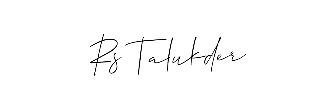 Create a beautiful signature design for name Rs Talukder. With this signature (Allison_Script) fonts, you can make a handwritten signature for free. Rs Talukder signature style 2 images and pictures png