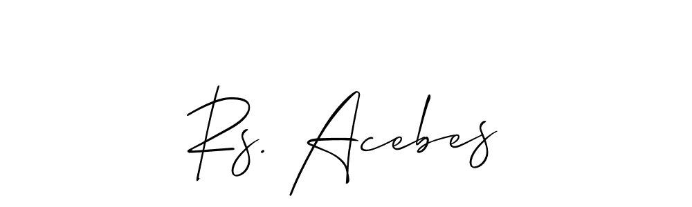 The best way (Allison_Script) to make a short signature is to pick only two or three words in your name. The name Rs. Acebes include a total of six letters. For converting this name. Rs. Acebes signature style 2 images and pictures png