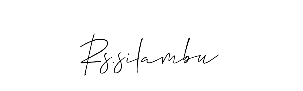 Make a beautiful signature design for name Rs.silambu. With this signature (Allison_Script) style, you can create a handwritten signature for free. Rs.silambu signature style 2 images and pictures png