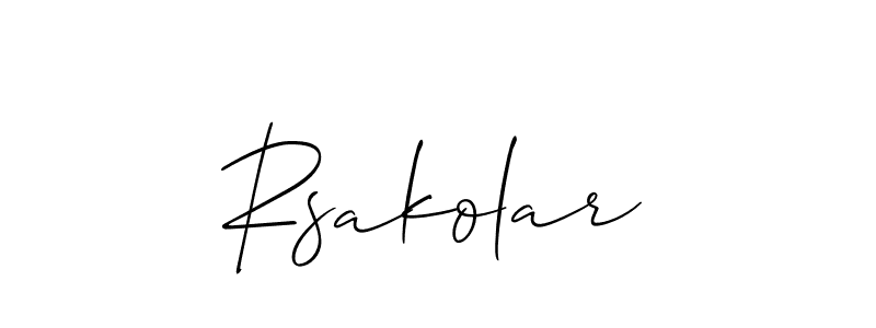 Design your own signature with our free online signature maker. With this signature software, you can create a handwritten (Allison_Script) signature for name Rsakolar. Rsakolar signature style 2 images and pictures png