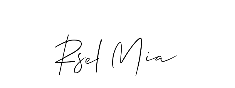 The best way (Allison_Script) to make a short signature is to pick only two or three words in your name. The name Rsel Mia include a total of six letters. For converting this name. Rsel Mia signature style 2 images and pictures png