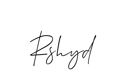 The best way (Allison_Script) to make a short signature is to pick only two or three words in your name. The name Rshyd include a total of six letters. For converting this name. Rshyd signature style 2 images and pictures png