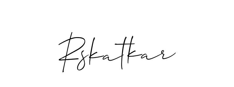 if you are searching for the best signature style for your name Rskatkar. so please give up your signature search. here we have designed multiple signature styles  using Allison_Script. Rskatkar signature style 2 images and pictures png