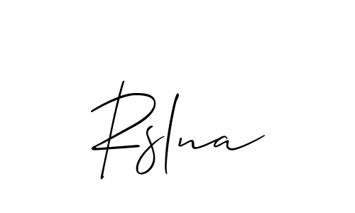 The best way (Allison_Script) to make a short signature is to pick only two or three words in your name. The name Rslna include a total of six letters. For converting this name. Rslna signature style 2 images and pictures png