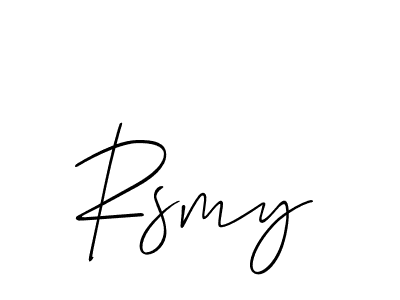 The best way (Allison_Script) to make a short signature is to pick only two or three words in your name. The name Rsmy include a total of six letters. For converting this name. Rsmy signature style 2 images and pictures png