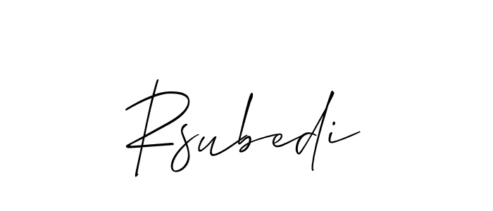 Create a beautiful signature design for name Rsubedi. With this signature (Allison_Script) fonts, you can make a handwritten signature for free. Rsubedi signature style 2 images and pictures png