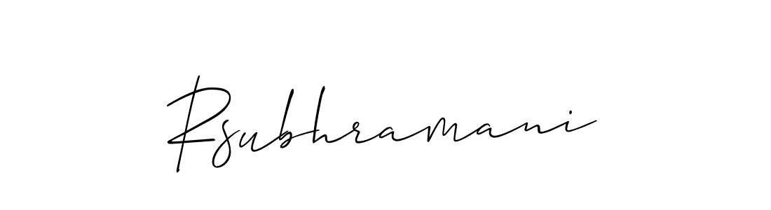 How to make Rsubhramani name signature. Use Allison_Script style for creating short signs online. This is the latest handwritten sign. Rsubhramani signature style 2 images and pictures png