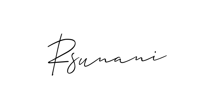 Make a short Rsunani signature style. Manage your documents anywhere anytime using Allison_Script. Create and add eSignatures, submit forms, share and send files easily. Rsunani signature style 2 images and pictures png