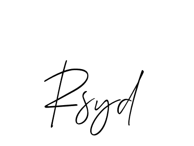 The best way (Allison_Script) to make a short signature is to pick only two or three words in your name. The name Rsyd include a total of six letters. For converting this name. Rsyd signature style 2 images and pictures png