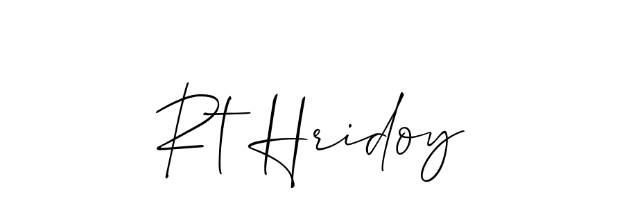 The best way (Allison_Script) to make a short signature is to pick only two or three words in your name. The name Rt Hridoy include a total of six letters. For converting this name. Rt Hridoy signature style 2 images and pictures png