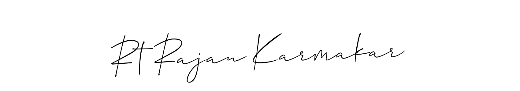 Also You can easily find your signature by using the search form. We will create Rt Rajan Karmakar name handwritten signature images for you free of cost using Allison_Script sign style. Rt Rajan Karmakar signature style 2 images and pictures png