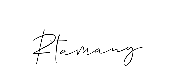 Similarly Allison_Script is the best handwritten signature design. Signature creator online .You can use it as an online autograph creator for name Rtamang. Rtamang signature style 2 images and pictures png