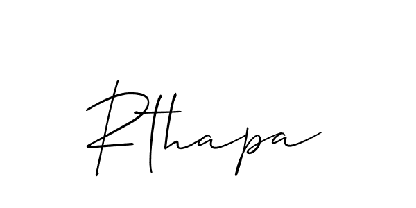 Use a signature maker to create a handwritten signature online. With this signature software, you can design (Allison_Script) your own signature for name Rthapa. Rthapa signature style 2 images and pictures png