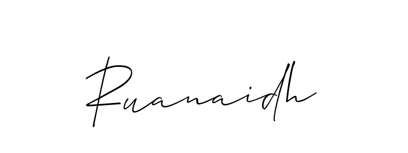 Create a beautiful signature design for name Ruanaidh. With this signature (Allison_Script) fonts, you can make a handwritten signature for free. Ruanaidh signature style 2 images and pictures png