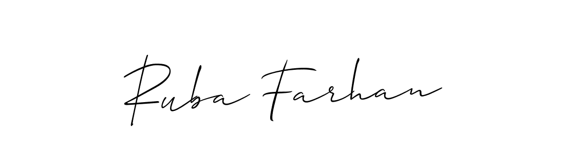 Also You can easily find your signature by using the search form. We will create Ruba Farhan name handwritten signature images for you free of cost using Allison_Script sign style. Ruba Farhan signature style 2 images and pictures png