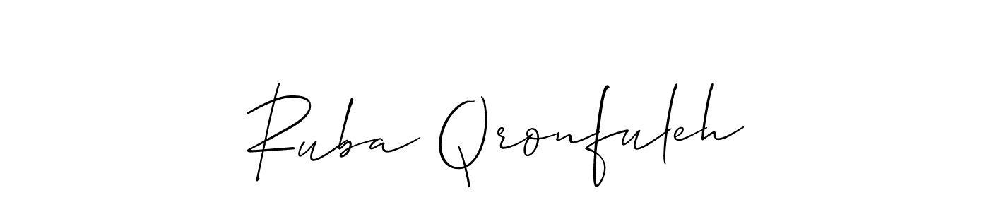 Make a beautiful signature design for name Ruba Qronfuleh. With this signature (Allison_Script) style, you can create a handwritten signature for free. Ruba Qronfuleh signature style 2 images and pictures png