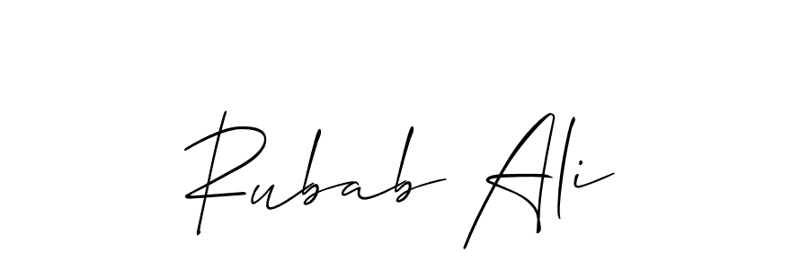 Similarly Allison_Script is the best handwritten signature design. Signature creator online .You can use it as an online autograph creator for name Rubab Ali. Rubab Ali signature style 2 images and pictures png