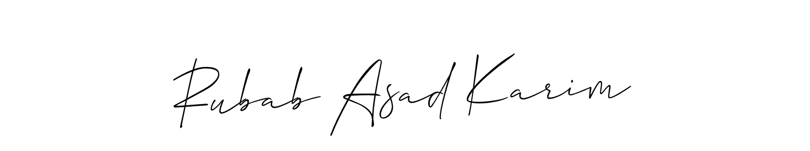 How to Draw Rubab Asad Karim signature style? Allison_Script is a latest design signature styles for name Rubab Asad Karim. Rubab Asad Karim signature style 2 images and pictures png