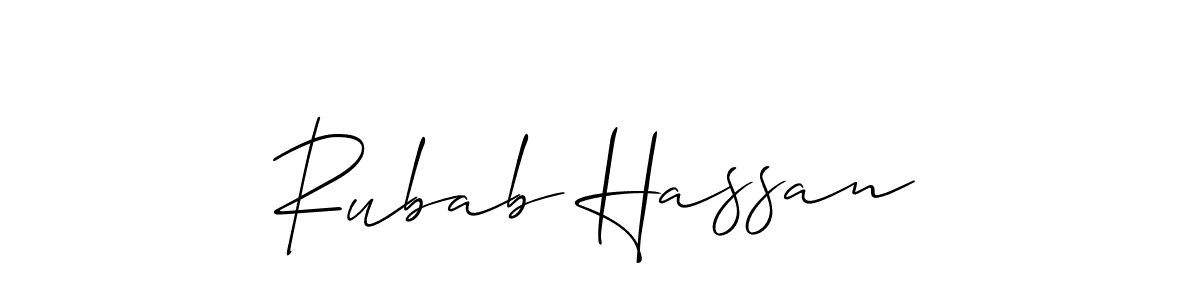 Make a beautiful signature design for name Rubab Hassan. With this signature (Allison_Script) style, you can create a handwritten signature for free. Rubab Hassan signature style 2 images and pictures png