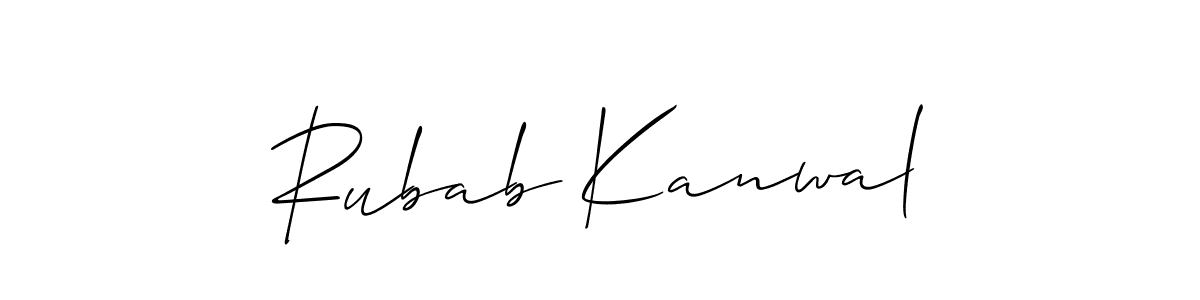 Make a beautiful signature design for name Rubab Kanwal. With this signature (Allison_Script) style, you can create a handwritten signature for free. Rubab Kanwal signature style 2 images and pictures png
