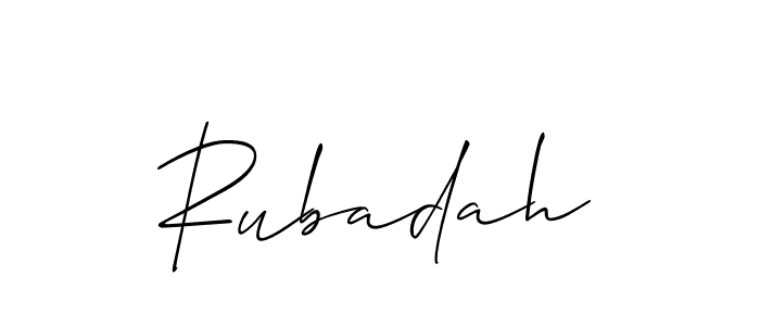 How to make Rubadah name signature. Use Allison_Script style for creating short signs online. This is the latest handwritten sign. Rubadah signature style 2 images and pictures png