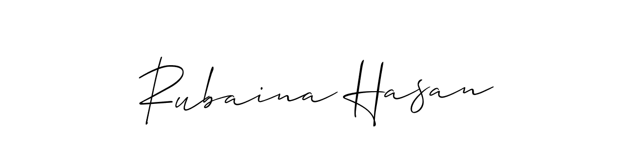 How to make Rubaina Hasan name signature. Use Allison_Script style for creating short signs online. This is the latest handwritten sign. Rubaina Hasan signature style 2 images and pictures png