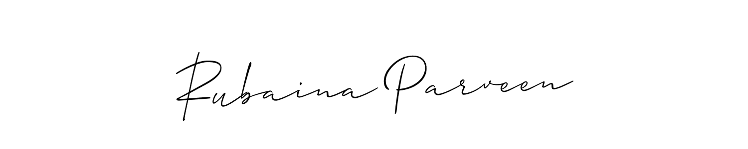 How to make Rubaina Parveen name signature. Use Allison_Script style for creating short signs online. This is the latest handwritten sign. Rubaina Parveen signature style 2 images and pictures png