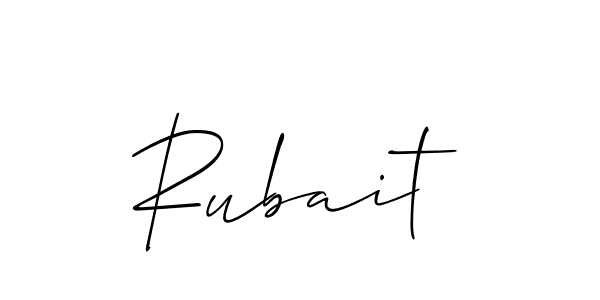 Use a signature maker to create a handwritten signature online. With this signature software, you can design (Allison_Script) your own signature for name Rubait. Rubait signature style 2 images and pictures png