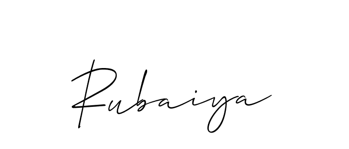 The best way (Allison_Script) to make a short signature is to pick only two or three words in your name. The name Rubaiya include a total of six letters. For converting this name. Rubaiya signature style 2 images and pictures png