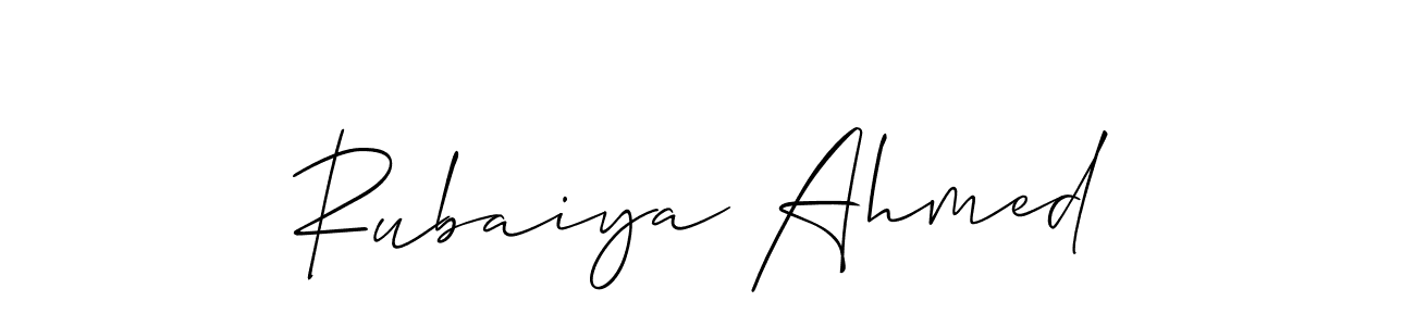 Create a beautiful signature design for name Rubaiya Ahmed. With this signature (Allison_Script) fonts, you can make a handwritten signature for free. Rubaiya Ahmed signature style 2 images and pictures png