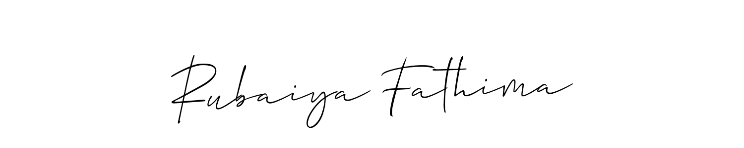 Allison_Script is a professional signature style that is perfect for those who want to add a touch of class to their signature. It is also a great choice for those who want to make their signature more unique. Get Rubaiya Fathima name to fancy signature for free. Rubaiya Fathima signature style 2 images and pictures png