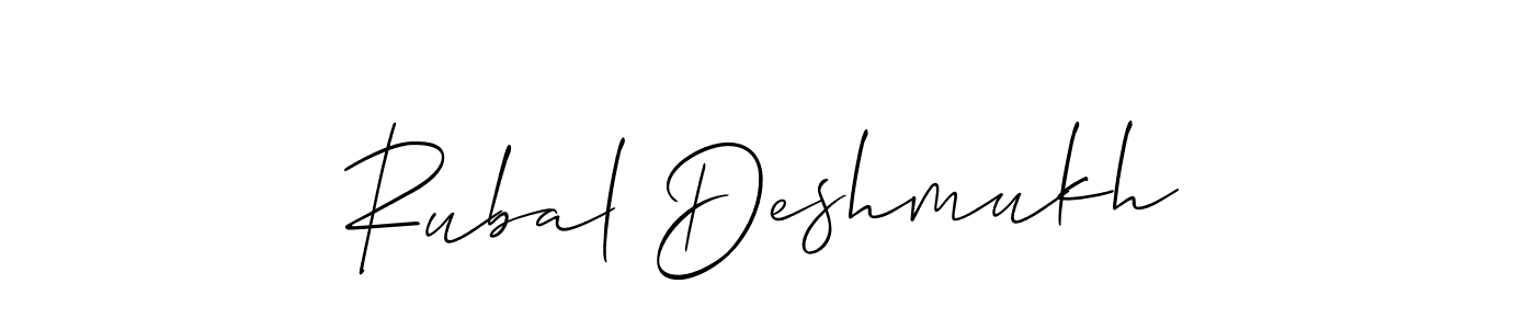 How to make Rubal Deshmukh signature? Allison_Script is a professional autograph style. Create handwritten signature for Rubal Deshmukh name. Rubal Deshmukh signature style 2 images and pictures png