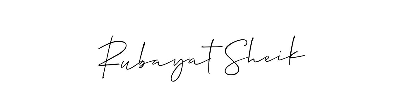 Use a signature maker to create a handwritten signature online. With this signature software, you can design (Allison_Script) your own signature for name Rubayat Sheik. Rubayat Sheik signature style 2 images and pictures png