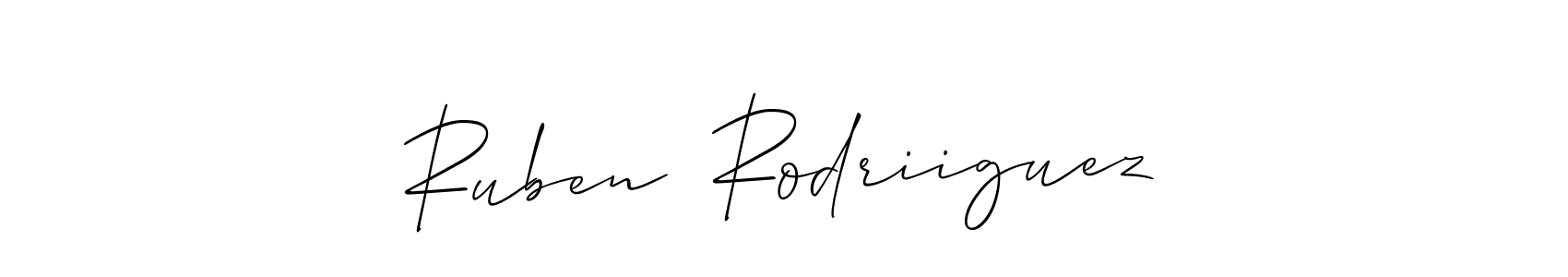 The best way (Allison_Script) to make a short signature is to pick only two or three words in your name. The name Ruben  Rodriiguez include a total of six letters. For converting this name. Ruben  Rodriiguez signature style 2 images and pictures png