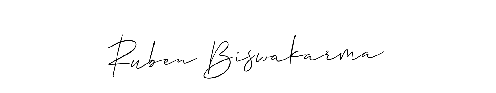 How to Draw Ruben Biswakarma signature style? Allison_Script is a latest design signature styles for name Ruben Biswakarma. Ruben Biswakarma signature style 2 images and pictures png