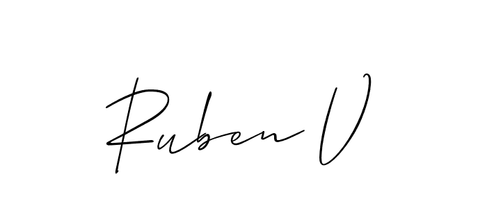 if you are searching for the best signature style for your name Ruben V. so please give up your signature search. here we have designed multiple signature styles  using Allison_Script. Ruben V signature style 2 images and pictures png