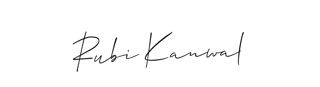 Allison_Script is a professional signature style that is perfect for those who want to add a touch of class to their signature. It is also a great choice for those who want to make their signature more unique. Get Rubi Kanwal name to fancy signature for free. Rubi Kanwal signature style 2 images and pictures png