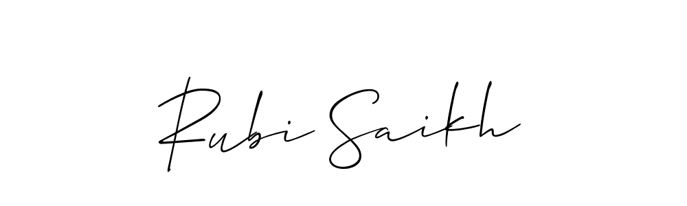 Also we have Rubi Saikh name is the best signature style. Create professional handwritten signature collection using Allison_Script autograph style. Rubi Saikh signature style 2 images and pictures png