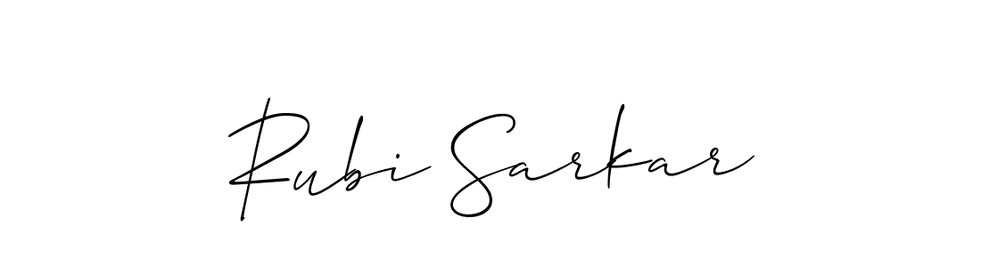 The best way (Allison_Script) to make a short signature is to pick only two or three words in your name. The name Rubi Sarkar include a total of six letters. For converting this name. Rubi Sarkar signature style 2 images and pictures png