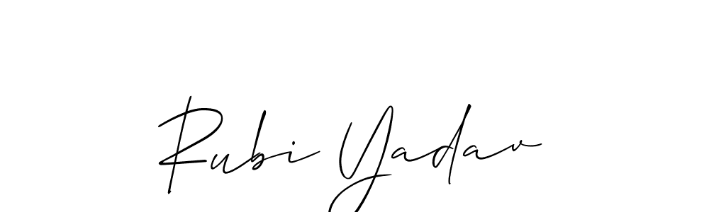 Create a beautiful signature design for name Rubi Yadav. With this signature (Allison_Script) fonts, you can make a handwritten signature for free. Rubi Yadav signature style 2 images and pictures png