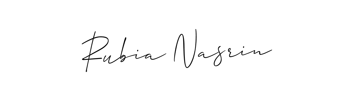 Create a beautiful signature design for name Rubia Nasrin. With this signature (Allison_Script) fonts, you can make a handwritten signature for free. Rubia Nasrin signature style 2 images and pictures png
