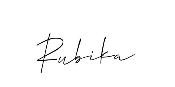 The best way (Allison_Script) to make a short signature is to pick only two or three words in your name. The name Rubika include a total of six letters. For converting this name. Rubika signature style 2 images and pictures png