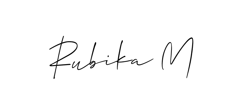 Use a signature maker to create a handwritten signature online. With this signature software, you can design (Allison_Script) your own signature for name Rubika M. Rubika M signature style 2 images and pictures png