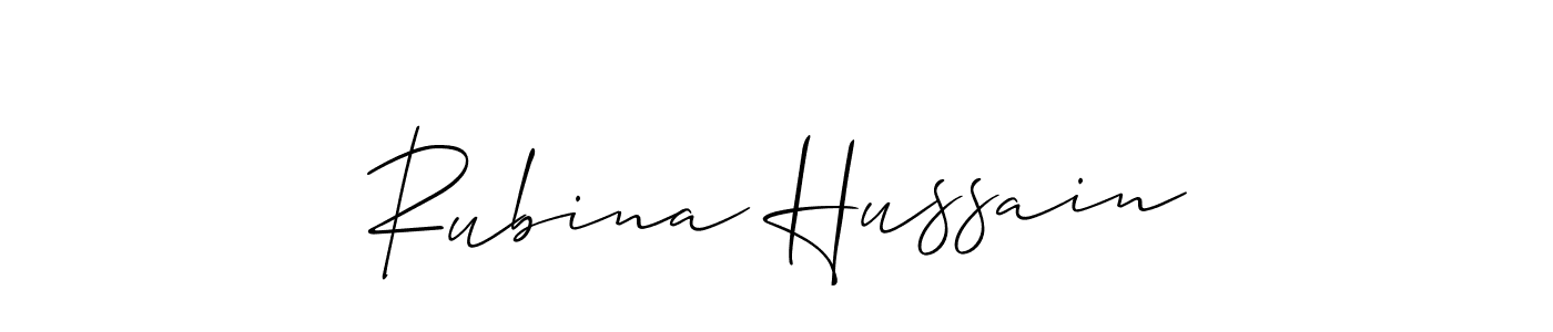 Make a beautiful signature design for name Rubina Hussain. With this signature (Allison_Script) style, you can create a handwritten signature for free. Rubina Hussain signature style 2 images and pictures png